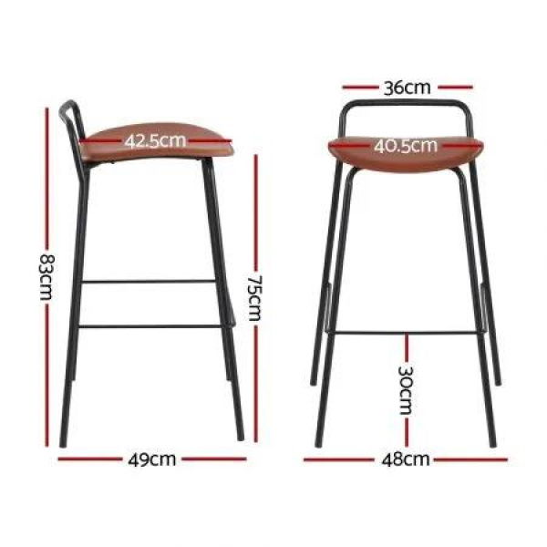 4x Artiss Bar Stools Kitchen Counter Dining Chair Metal Brown