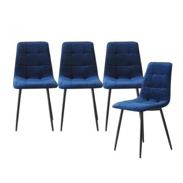 4x Dining Chairs Kitchen Velvet Blue