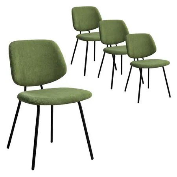 4x Dining Chairs Padded Seat Green