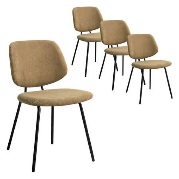 4x Dining Chairs Padded Seat Khaki