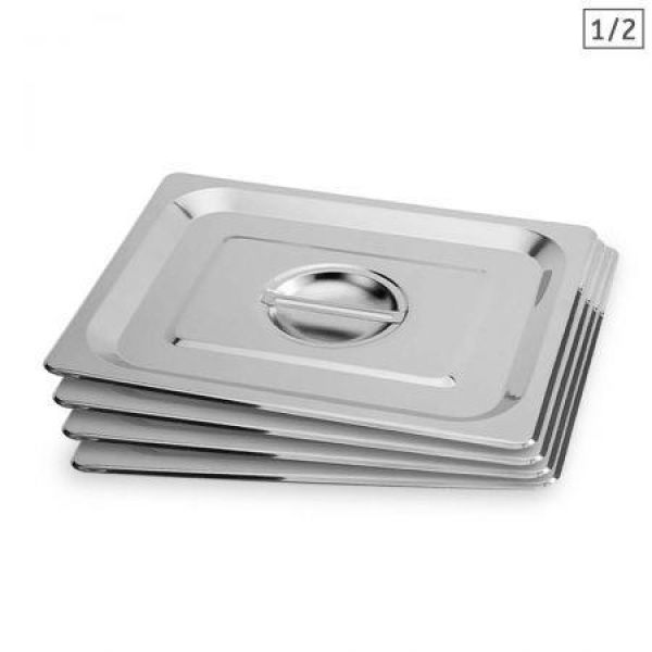 4X Gastronorm GN Pan Lid Full Size 1/2 Stainless Steel Tray Top Cover.