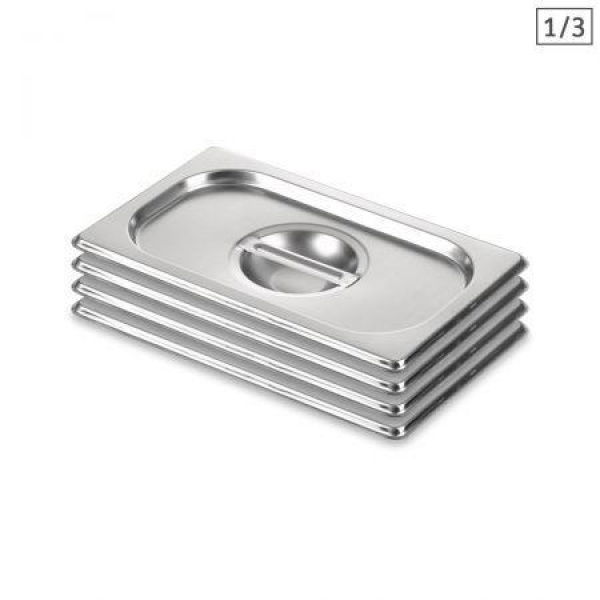 4X Gastronorm GN Pan Lid Full Size 1/3 Stainless Steel Tray Top Cover.