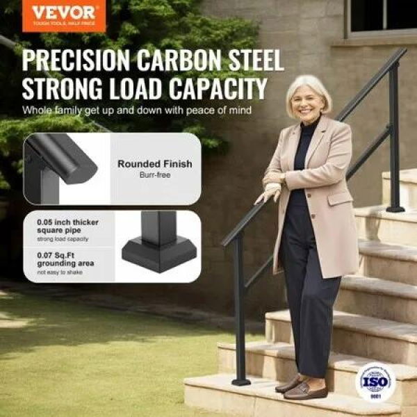 5-6 Handrails for Outdoor for Seniors Porch Deck Black Square Tube Steel