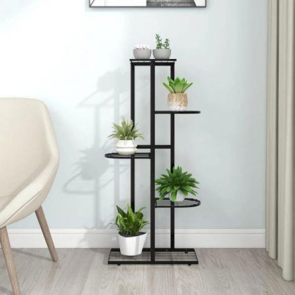 5-Floor Flower Stand 43x22x98 Cm Black Metal