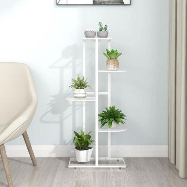 5-Floor Flower Stand 43x22x98 Cm White Metal