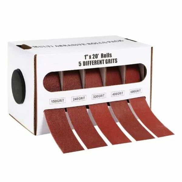 5 Grits Emery Cloth Roll,Multiple Grit Sizes,Abrasive Sandpaper Roll with Dispenser,150 240 320 400 600 Grit Sandpaper Assortment,Wet Emory Cloths