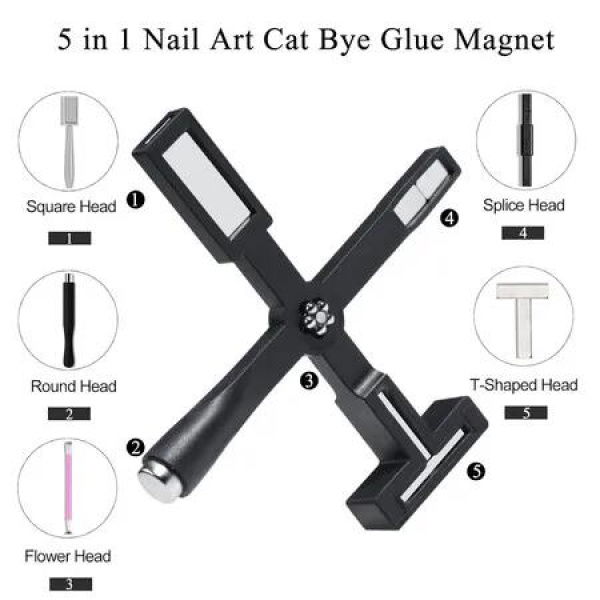 5 In 1 Multifunctional Strong Cat Eye Magnet Gel High Quality Nail Magnetic Stick For Manicure Art Design Special Tools Color Black