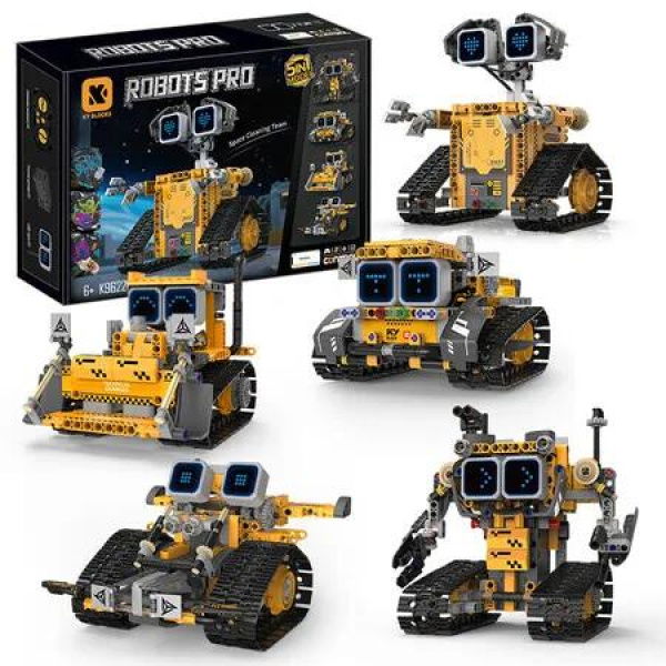 5 in 1 Robot Building Block 2.4GHz Remote Control and APP Controlled Programmable Set Puzzle Toy Digital Display Wall-e Five-transformation Robot