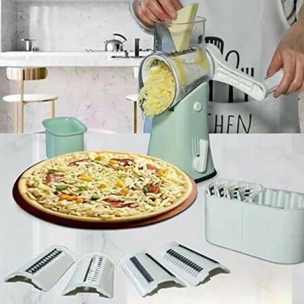 5-in-1 Rotary Cheese Grater, Shredder, Vegetable Cutter,Nuts Grinderï¼Œ Multifunctional Mandoline Slicer for Home Use