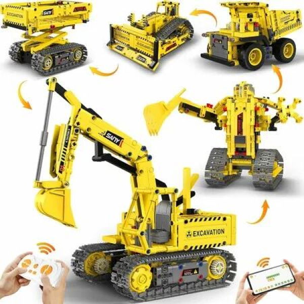 5 in 1 STEM RC Robot Building Kit 555 PCS APP Remote Control Robot Toys Engineering Science Coding Robotic Toys Birthday Gifts for Boys Girls Ages 6+