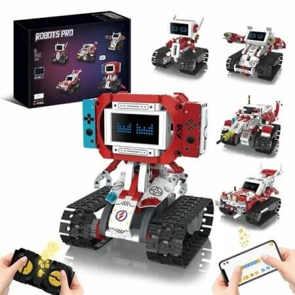 5-in-1 STEM Robot Building Kit with Remote Control APP, Science Robot Educational Toys for Kids Age 8-16, Birthday Gifts for Boys Girls with 358 Piece
