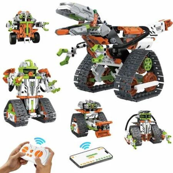 5 in 1 STEM Robot Toys Building Kits App & Remote Control Engineering Learning Educational Toys DIY Projects for Kids Ages 8-12 (539 Blocks)