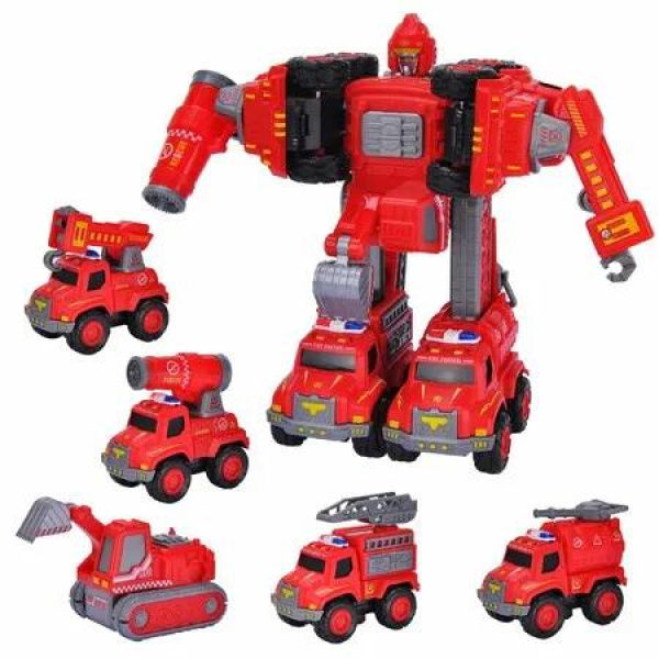 5 in 1 Take Apart Trucks Transform to Robot - 6-8 Year Old Birthday Gift Ideas - Boys Toys Age 4-6 - Kids Easter Basket Stuffers