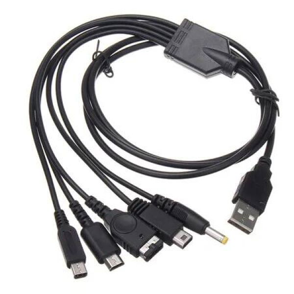 5 in 1 USB Charger Cable for Nin-tendo DS Lite/Wii U/New 3DS 3DS 2DS DSi (XL/LL), Multi Functional USB Charging Cord