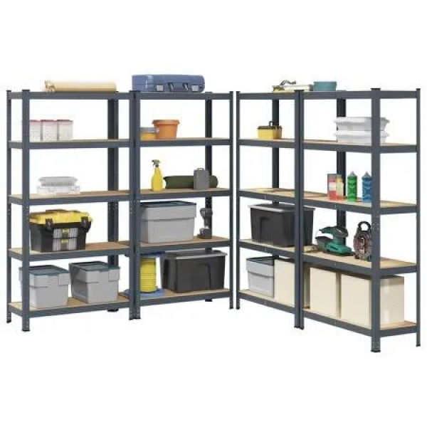 5-Layer Storage Shelves 4 pcs Anthracite Steel&Engineered Wood
