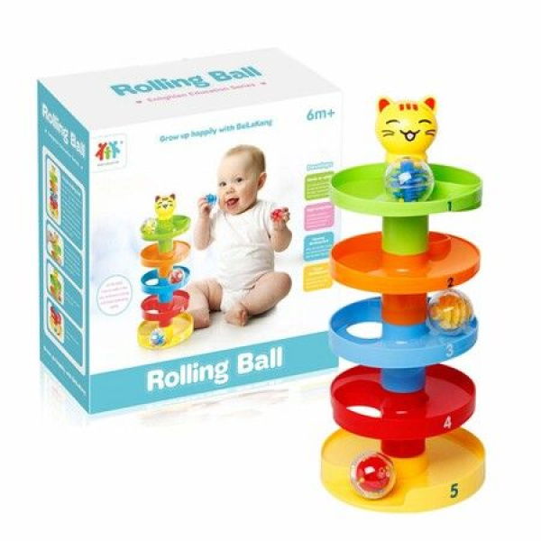 5 Layer With 3 Balls Drop Roll Swirling Tower For Baby Toddler Development Educational Toys