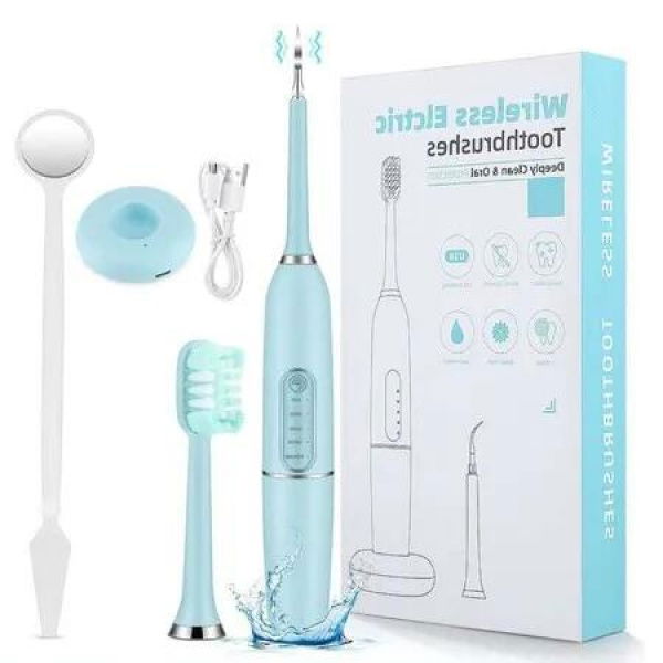 5-Mode Teeth Cleaning Toothbrush with Cleaning Tip, Toothbrush Head, and Dental Mirror