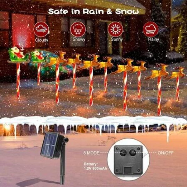 5 Pack LED Christmas Solar Power Ground Stake Outdoor Pathway Party Supply Waterproof Solar IP65 Christmas