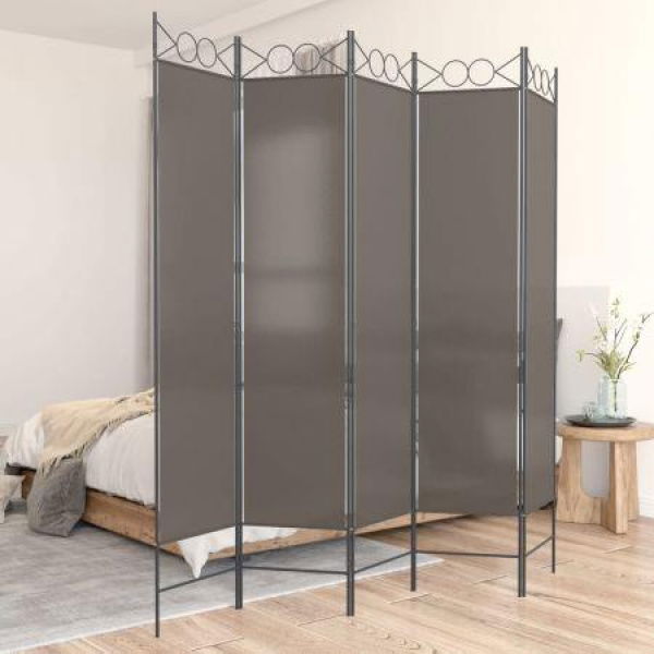 5-Panel Room Divider Anthracite 200x200 Cm Fabric