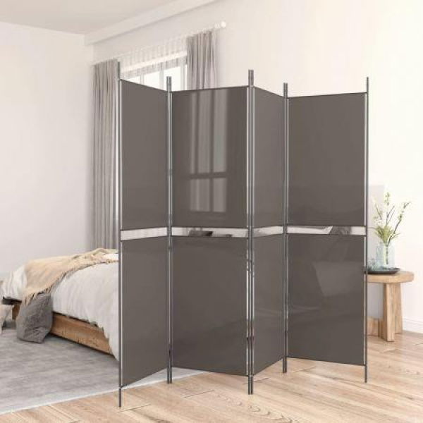 5-Panel Room Divider Anthracite 250x180 Cm Fabric