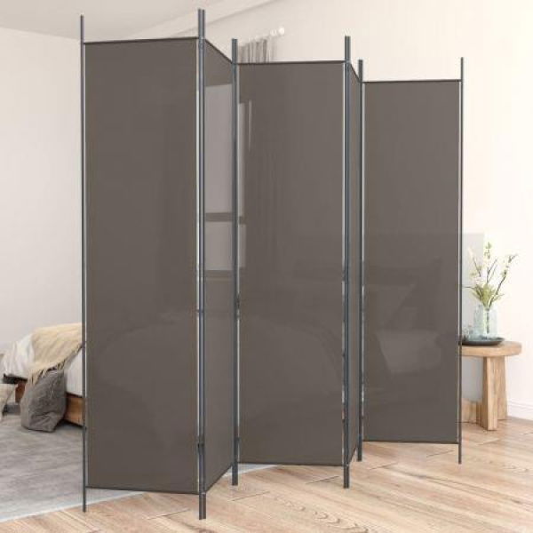 5-Panel Room Divider Anthracite 250x200 Cm Fabric