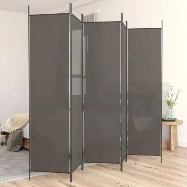 5-Panel Room Divider Anthracite 250x220 cm Fabric