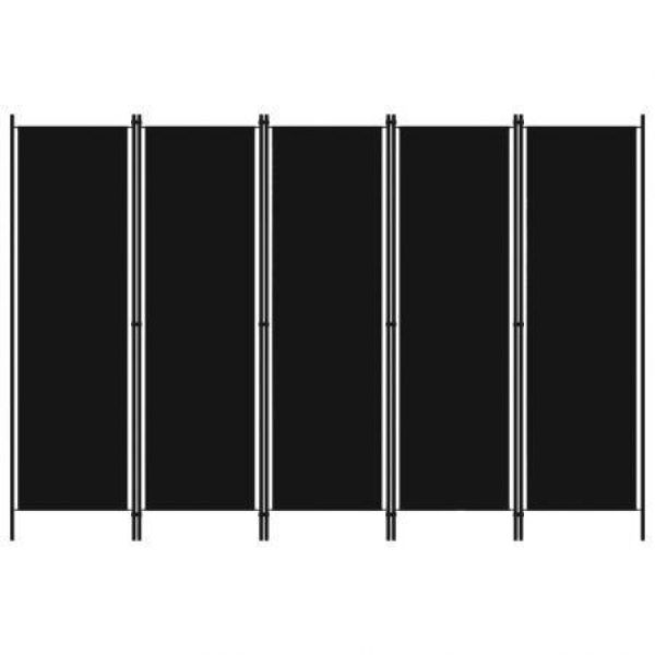 5-Panel Room Divider Black 250x180 Cm