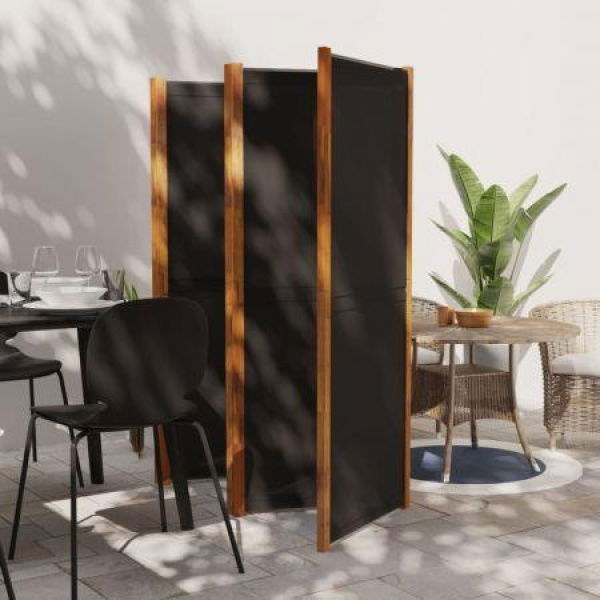 5-Panel Room Divider Black 350x180 Cm