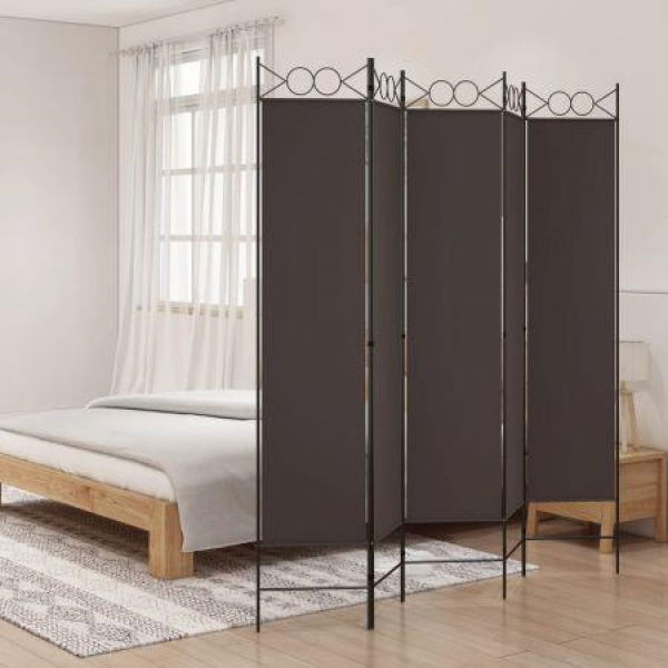 5-Panel Room Divider Brown 200x200 Cm Fabric