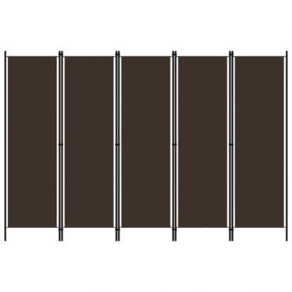 5-Panel Room Divider Brown 250x180 Cm