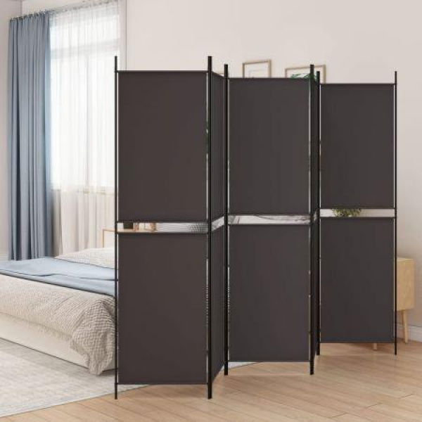 5-Panel Room Divider Brown 250x200 Cm Fabric