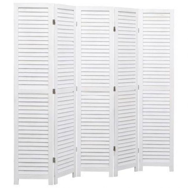 5-Panel Room Divider White 175x165 Cm Wood