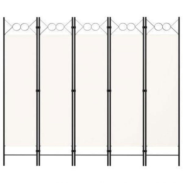 5-Panel Room Divider White 200x180 Cm