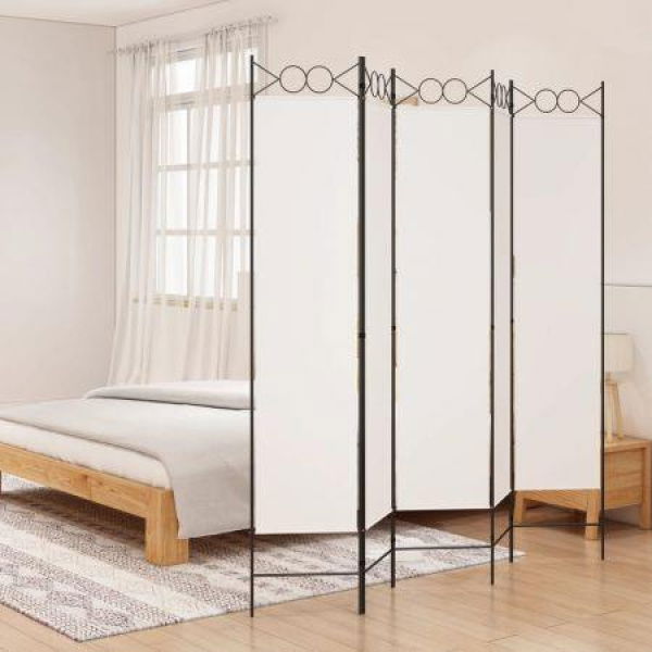 5-Panel Room Divider White 200x200 Cm Fabric