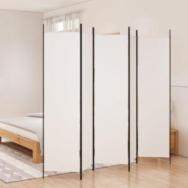 5-Panel Room Divider White 250x200 Cm Fabric