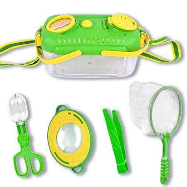 5 PCS Bug Catching Kit with Bug Collector Toy Bugs Butterfly Net Insect Catcher Tweezers, Outdoor Explorer Kit for Boys and Girls (Green)