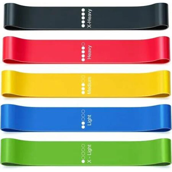 5 PCS Set Elastic Band Resistance Band Yoga Pull TPE Hip Training Supplies Elastic Ring Natural Rubber