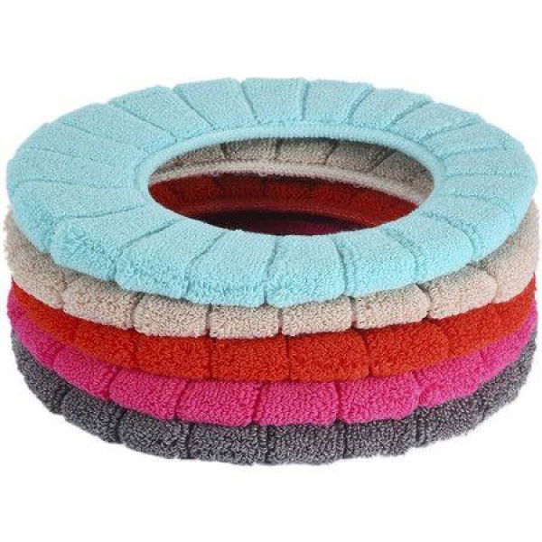 5 Pcs Thicker Bathroom Soft Toilet Seat Cover Pads (5 Random Colors)