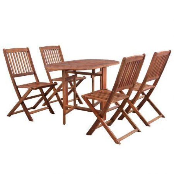 5 Piece Folding Outdoor Dining Set Solid Acacia Wood