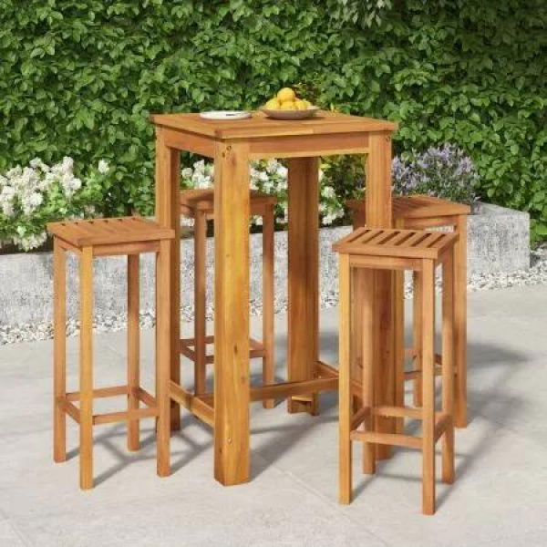 5 Piece Garden Bar Set Solid Wood Acacia