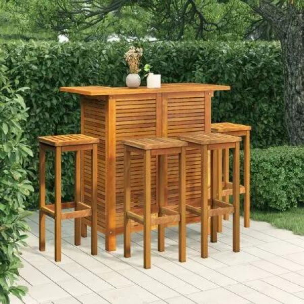 5 Piece Garden Bar Set Solid Wood Acacia