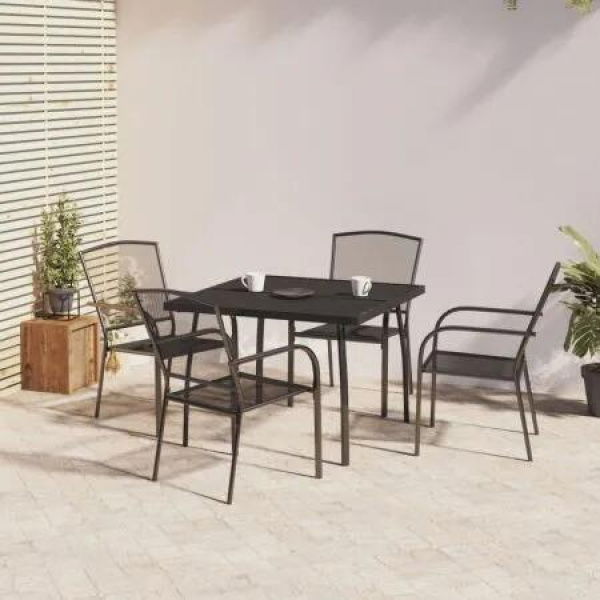 5 Piece Garden Dining Set Anthracite Steel