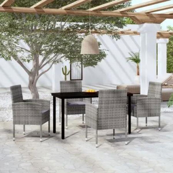 5 Piece Garden Dining Set Anthracite