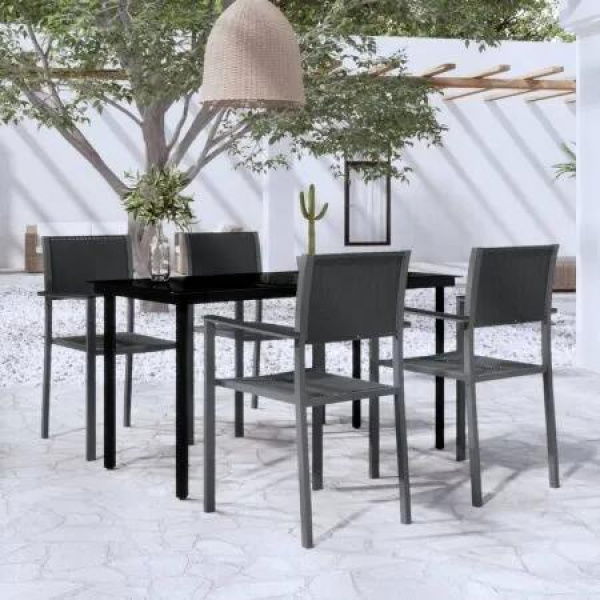 5 Piece Garden Dining Set Black