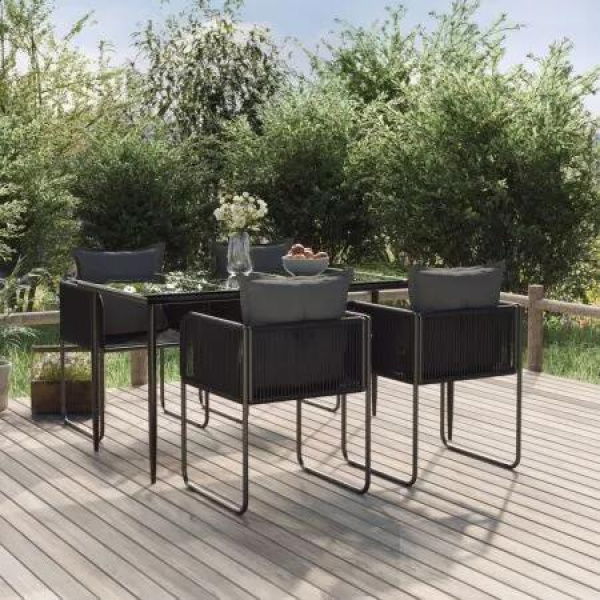 5 Piece Garden Dining Set Black