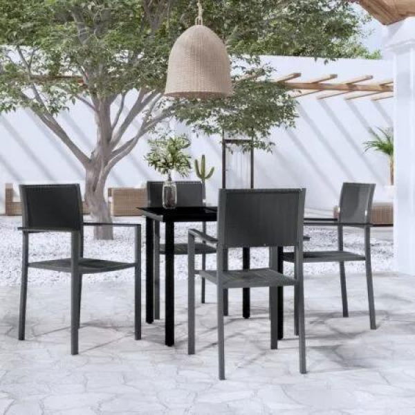 5 Piece Garden Dining Set Black