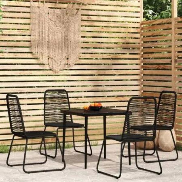 5 Piece Garden Dining Set Black