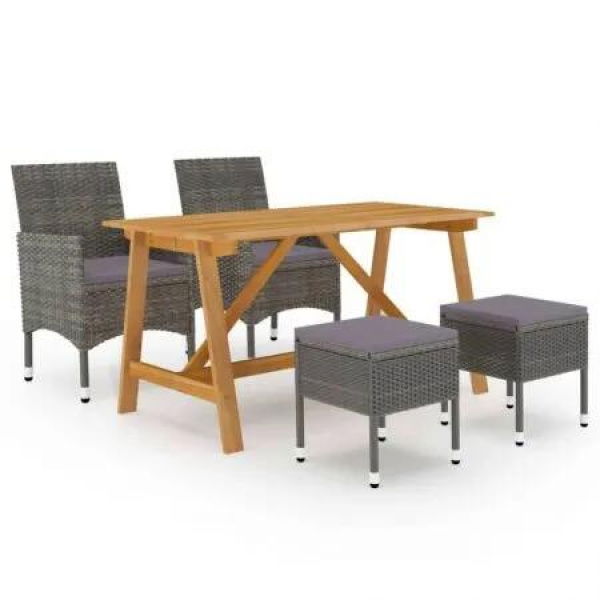 5 Piece Garden Dining Set Grey