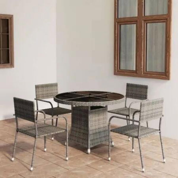 5 Piece Garden Dining Set Poly Rattan Anthracite & Grey