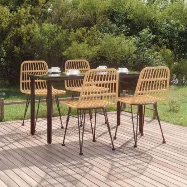 5 Piece Garden Dining Set Poly Rattan